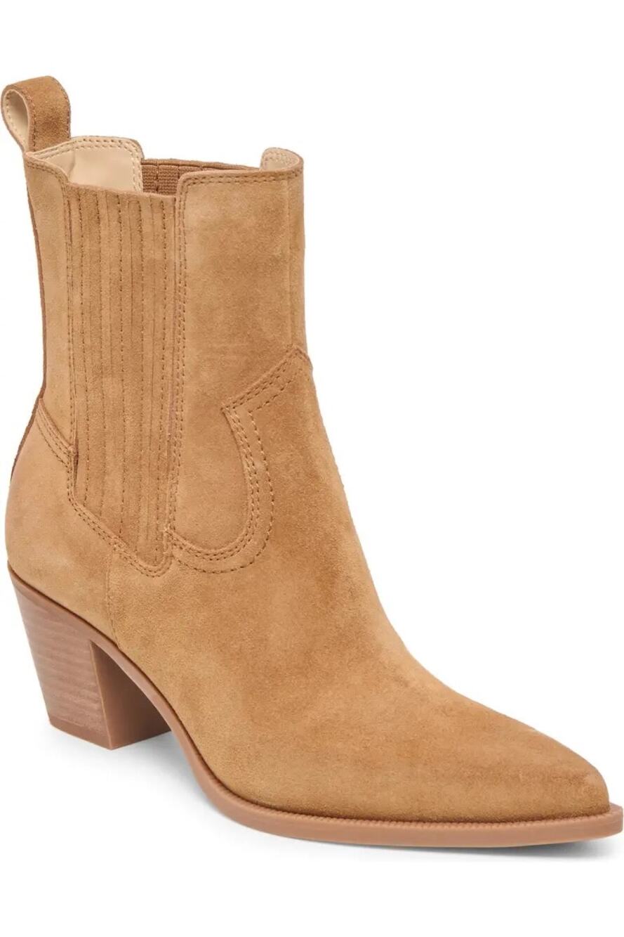 Dolce Vita Pecan Suede Pointed Toe Western Booties Size 6